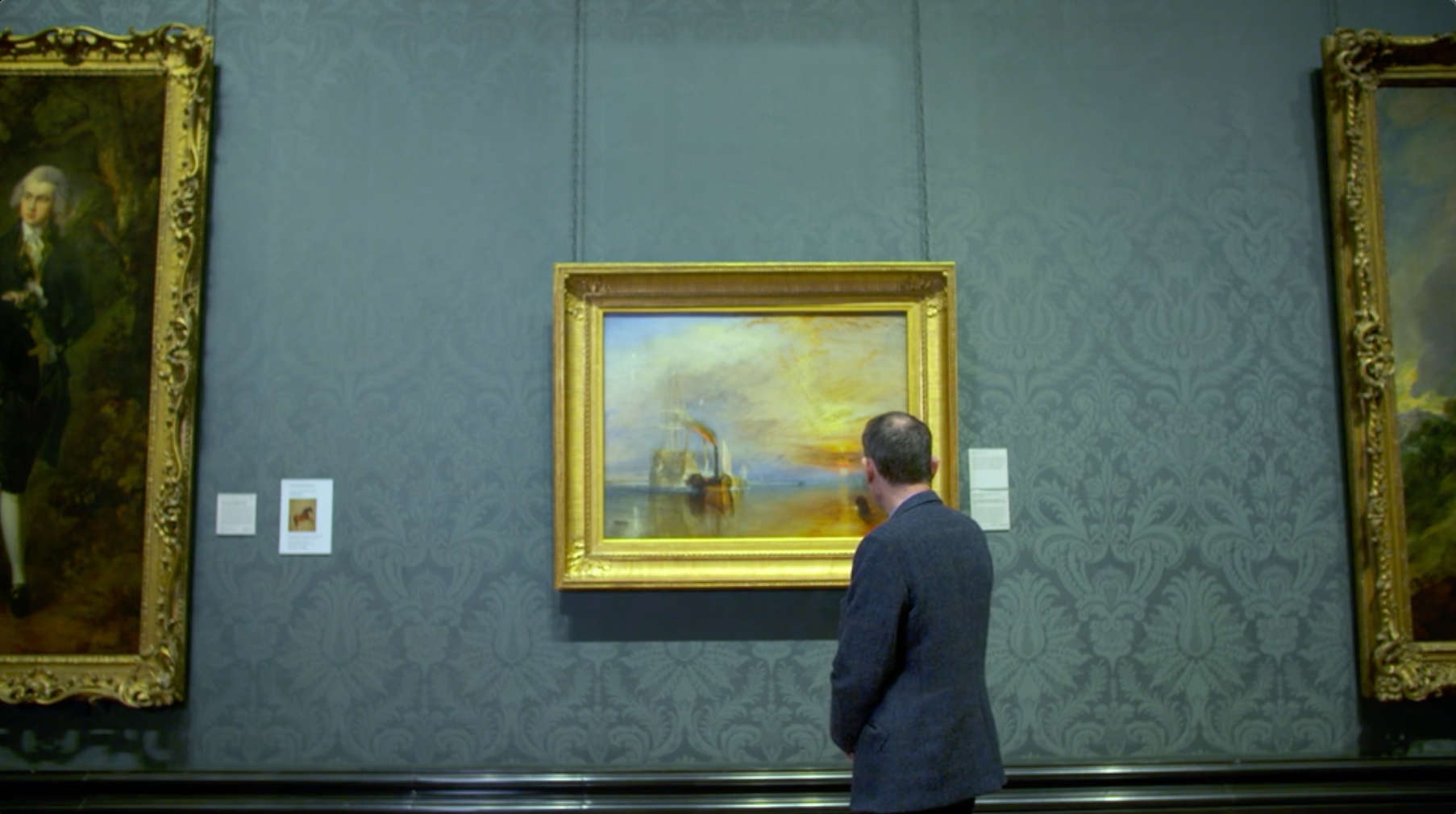 Andrew Marr looking at The Fighting Tremeraire by JMW Turner