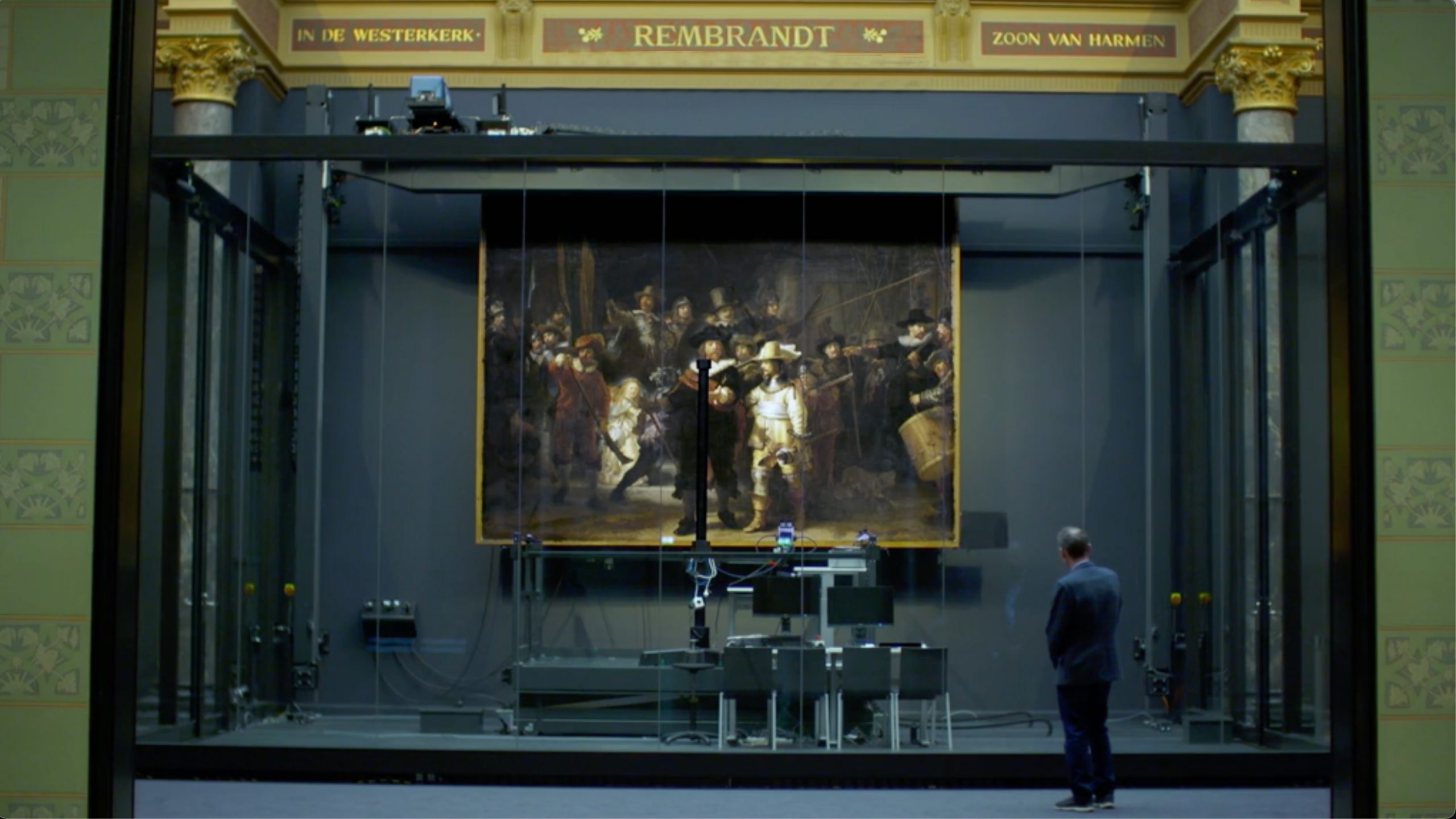 Andrew Marr looking at The Night Watch by Rembrandt van Rijn